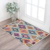 2' X 3' Ivory And Blue Ogee Distressed Area Rug