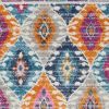 8' Ivory And Blue Ogee Distressed Runner Rug