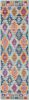 8' Ivory And Blue Ogee Distressed Runner Rug