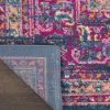 5' X 7' Blue And Pink Medallion Distressed Area Rug