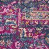 5' X 7' Blue And Pink Medallion Distressed Area Rug