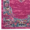 8' X 10' Fuchsia And Blue Oriental Distressed Area Rug