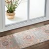 6' Gray And Gold Medallion Distressed Runner Rug