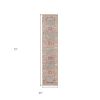 6' Gray And Gold Medallion Distressed Runner Rug