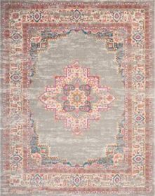 8' X 10' Gray And Gold Medallion Distressed Area Rug