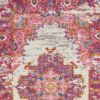 2' X 3' Ivory And Fuchsia Oriental Distressed Area Rug