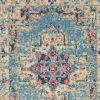 6' Blue And Ivory Southwestern Distressed Runner Rug