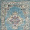 4' X 6' Blue And Ivory Southwestern Distressed Area Rug