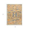 7' X 10' Teal And Gold Medallion Distressed Area Rug