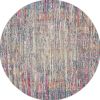 5' Ivory And Blue Abstract Round Rug