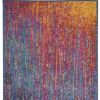 8' Blue And Orange Abstract Runner Rug