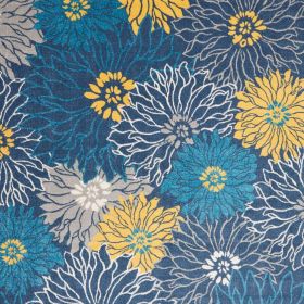 8' X 10' Blue And Gold Floral Area Rug