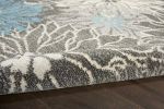 6' Blue And Gray Floral Runner Rug