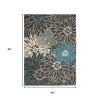 4' X 6' Blue And Gray Floral Area Rug