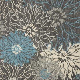 5' X 7' Blue And Gray Floral Area Rug