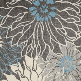 8' X 10' Blue And Gray Floral Area Rug