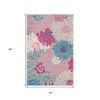 4' X 6' Gray And Pink Floral Area Rug
