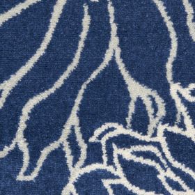 8' Blue And Ivory Floral Runner Rug