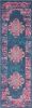 6' Blue And Pink Medallion Distressed Runner Rug