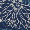 4' X 6' Blue And Ivory Floral Area Rug