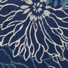 5' X 7' Blue And Ivory Floral Area Rug