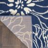 7' X 10' Blue And Ivory Floral Area Rug