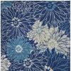 8' X 10' Blue And Ivory Floral Area Rug