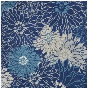 8' X 10' Blue And Ivory Floral Area Rug