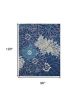 8' X 10' Blue And Ivory Floral Area Rug