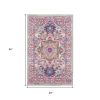 2' X 3' Light Gray And Pink Medallion Area Rug