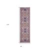 10' Light Gray And Pink Medallion Runner Rug