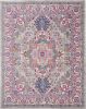 7' X 10' Light Gray And Pink Medallion Area Rug