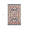 2' X 3' Teal And Ivory Medallion Distressed Area Rug