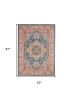5' X 7' Teal And Ivory Medallion Distressed Area Rug