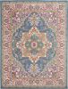 8' X 10' Teal And Ivory Medallion Distressed Area Rug