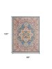 8' X 10' Teal And Ivory Medallion Distressed Area Rug