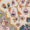 4' X 6' Gray Blue And Orange Quatrefoil Distressed Area Rug