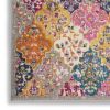 4' X 6' Gray Blue And Orange Quatrefoil Distressed Area Rug