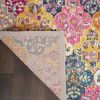 4' X 6' Gray Blue And Orange Quatrefoil Distressed Area Rug