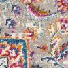6' Gray And Ivory Medallion Runner Rug
