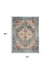 4' X 6' Ivory And Blue Oriental Distressed Area Rug