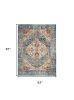 5' X 7' Ivory And Blue Oriental Distressed Area Rug