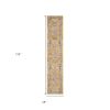 10' Yellow And Ivory Medallion Runner Rug