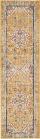 8' Yellow And Ivory Medallion Runner Rug