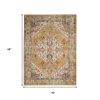 4' X 6' Yellow And Ivory Medallion Area Rug