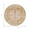 4' Yellow And Ivory Medallion Round Rug