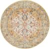 5' Yellow And Ivory Floral Medallion Round Rug