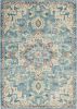7' X 10' Ivory And Turquoise Oriental Distressed Area Rug