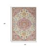 4' X 6' Pink And Ivory Southwestern Distressed Area Rug