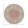 8' Pink And Ivory Southwestern Distressed Round Rug